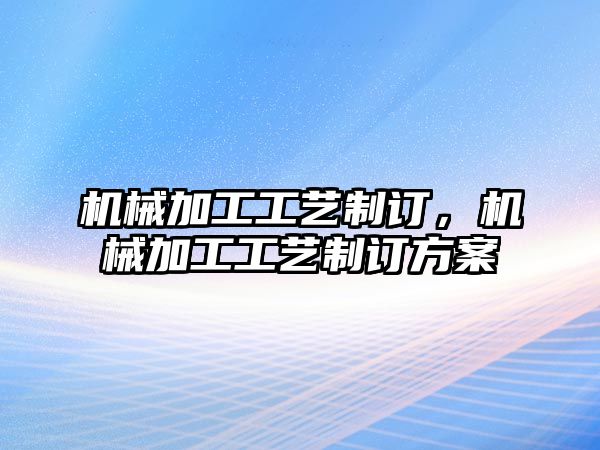 機(jī)械加工工藝制訂,，機(jī)械加工工藝制訂方案