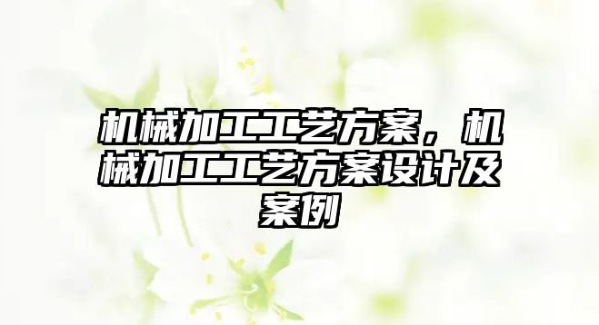 機械加工工藝方案，機械加工工藝方案設(shè)計及案例