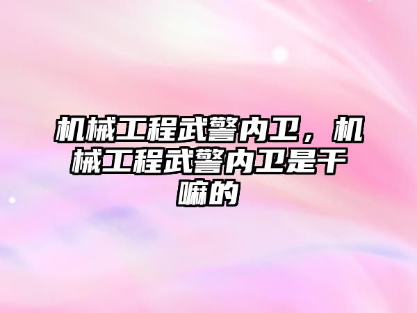 機械工程武警內衛(wèi),，機械工程武警內衛(wèi)是干嘛的