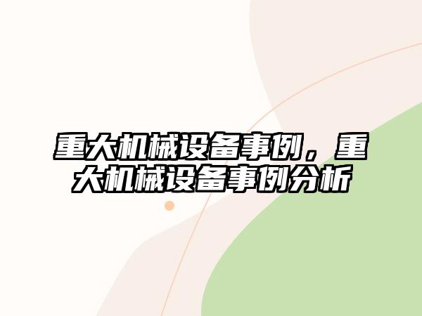 重大機(jī)械設(shè)備事例，重大機(jī)械設(shè)備事例分析