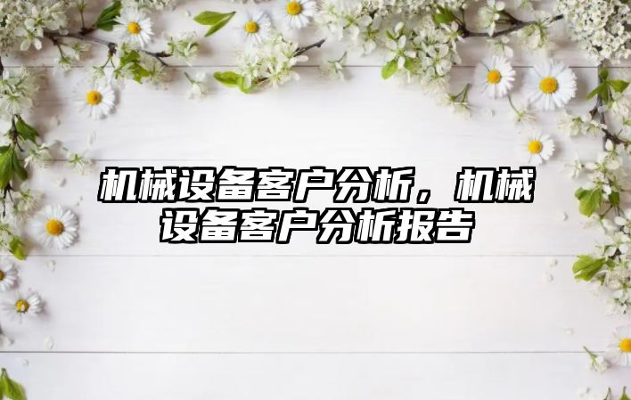 機械設備客戶分析,，機械設備客戶分析報告