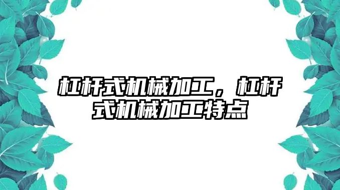 杠桿式機械加工,，杠桿式機械加工特點