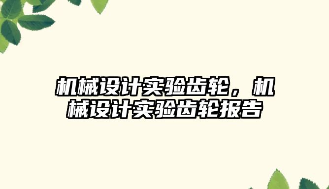 機械設計實驗齒輪,，機械設計實驗齒輪報告