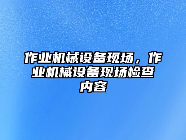 作業(yè)機械設(shè)備現(xiàn)場,，作業(yè)機械設(shè)備現(xiàn)場檢查內(nèi)容