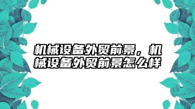 機械設(shè)備外貿(mào)前景,，機械設(shè)備外貿(mào)前景怎么樣